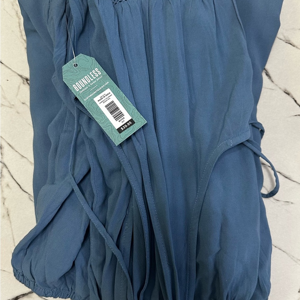 Earthbound Blue Jumpsuit-Tie Front Scoop - XXL